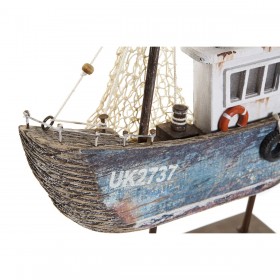 Statua Decorativa DKD Home Decor Azzurro Bianco Barco 25 x 4 x 24 cm