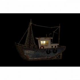 Statua Decorativa DKD Home Decor Azzurro Bianco Barco 25 x 4 x 24 cm