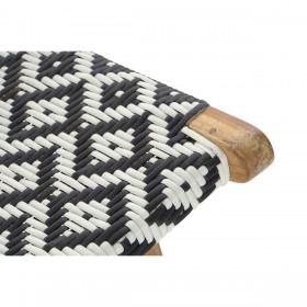 Poltrona DKD Home Decor Naturale Teca Nero Bianco PVC (65 x 80 x 68 cm)