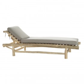 Lettino DKD Home Decor Naturale Teca Poliestere Grigio chiaro (209 x 86 x 35 cm)