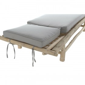 Lettino DKD Home Decor Naturale Teca Poliestere Grigio chiaro (209 x 86 x 35 cm)