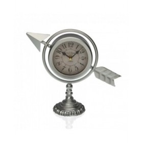 Orologio da Tavolo Versa Argentato Freccia completa Metallo (23 x 16 x 8 cm)