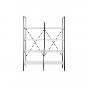 Scaffale DKD Home Decor Nero Metallo Bianco 4 Mensole Legno MDF (110 x 30 x 150 cm)