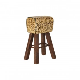 Sgabello DKD Home Decor Nero Legno Marrone Pelle (43 x 35 x 75 cm)
