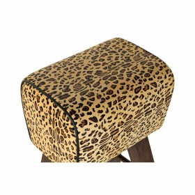 Sgabello DKD Home Decor Nero Legno Marrone Pelle (43 x 35 x 75 cm)