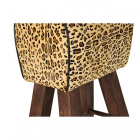 Sgabello DKD Home Decor Nero Legno Marrone Pelle (43 x 35 x 75 cm)