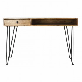 Scrivania DKD Home Decor 115 x 55 x 76 cm Naturale Nero Metallo