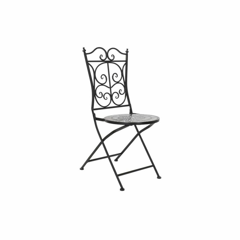 Sedia da giardino DKD Home Decor Nero Ceramica Multicolore Forjare (39 x 50 x 93 cm)