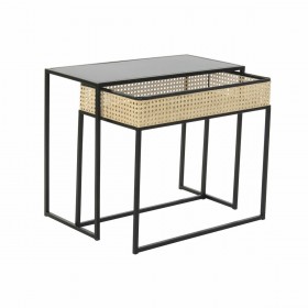 Set di 2 Tavolini DKD Home Decor Metallo Rattan (60 x 30 x 50 cm)