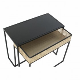 Set di 2 Tavolini DKD Home Decor Metallo Rattan (60 x 30 x 50 cm)