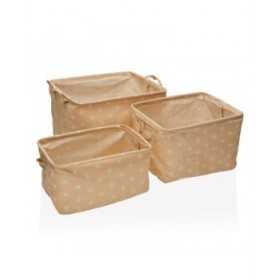 Set di Scatole per Sistemare Impilabili Versa rect stars 25 x 22 x 35 cm 35 x 25 x 22 cm 32 x 21 x 19 cm 28 x 17 x 15 cm Beige