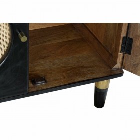 Credenza DKD Home Decor Nero Naturale Rattan Legno di mango (150 x 40 x 65 cm)