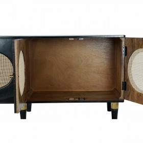 Credenza DKD Home Decor Nero Naturale Rattan Legno di mango (150 x 40 x 65 cm)