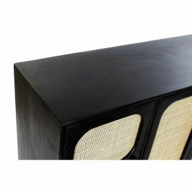 Credenza DKD Home Decor Nero Dorato Naturale Rattan Legno di mango 150 x 40 x 78 cm