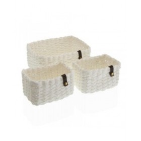 Set di Cestini Versa 19 x 12 x 26 cm Bianco