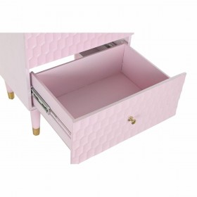 Comodino DKD Home Decor 52 x 42 x 65 cm Metallo Rosa chiaro Legno di mango