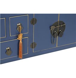 Poggiapiedi DKD Home Decor Nero Metallo Poliestere Terracotta (33 x 33 x 42 cm)