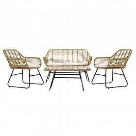 Divano da Giardino DKD Home Decor Marrone Metallo Poliestere rattan sintetico (124 x 74 x 84 cm)
