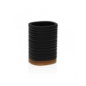 Portaspazzolini da Denti Versa Nero Resina Bambù 7,6 x 10,6 x 6,7 cm
