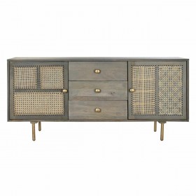Credenza DKD Home Decor Grigio Naturale Legno di mango Legno MDF 160 x 40 x 75 cm
