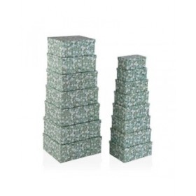 Set di Scatole per Sistemare Impilabili Versa Fiori Cartone 15 Pezzi 35 x 16,5 x 43 cm
