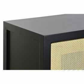 Credenza DKD Home Decor Nero Abete Naturale Rattan (120 x 38 x 76 cm)