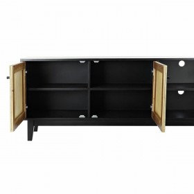 Mobile TV DKD Home Decor Nero Abete Rattan (160 x 65 x 38 cm)