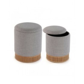 Puff Smontabile Versa Grigio Bambù Legno MDF