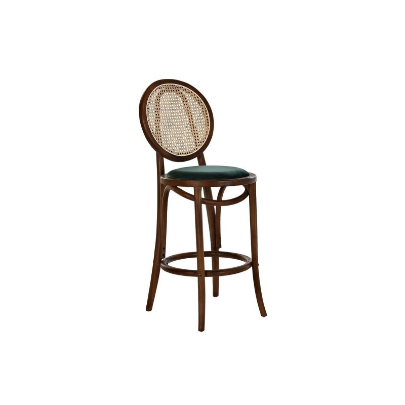 Sgabello DKD Home Decor Verde Marrone scuro Rattan Legno di olmo 43 x 43 x 108 cm