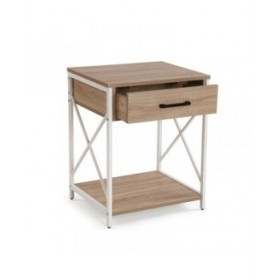 Comodino Versa Bianco PVC Legno Metallo 40 x 60 x 48 cm