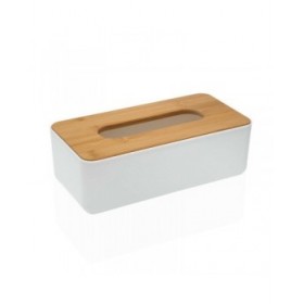 Scatola per fazzoletti di carta Versa Bambù polipropilene 13,1 x 8,6 x 26,1 cm Bianco