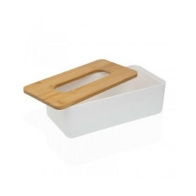 Scatola per fazzoletti di carta Versa Bambù polipropilene 13,1 x 8,6 x 26,1 cm Bianco