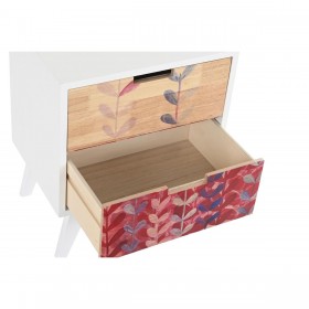 Comodino DKD Home Decor Naturale Bianco Caucciù Rosso Granato Legno di paulownia 40 x 30 x 48 cm