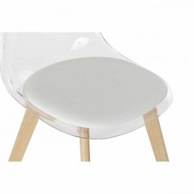 Sedia da Sala da Pranzo DKD Home Decor Bianco Trasparente Naturale Legno Policarbonato 54 x 47 x 81 cm