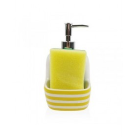 Dispenser di Sapone Versa Giallo Ceramica Righe 9,4 x 17,8 x 10,5 cm