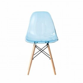 Sedia da Sala da Pranzo DKD Home Decor Naturale Azzurro PVC Betulla (50 x 46 x 83,5 cm)