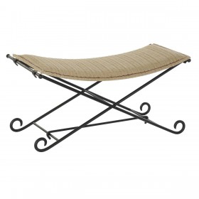 Panca DKD Home Decor   Nero Metallo Marrone Chiaro Rattan (94 x 49 x 44 cm)