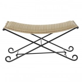 Panca DKD Home Decor   Nero Metallo Marrone Chiaro Rattan (94 x 49 x 44 cm)