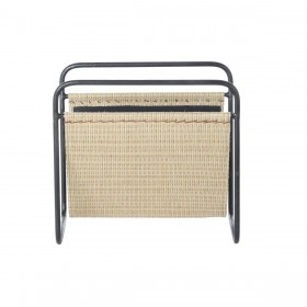 Portariviste DKD Home Decor 39 x 26 x 36 cm Naturale Nero Metallo