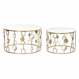 Set di 2 Tavolini DKD Home Decor Specchio Dorato Metallo (80 x 80 x 45 cm) (2 pcs)