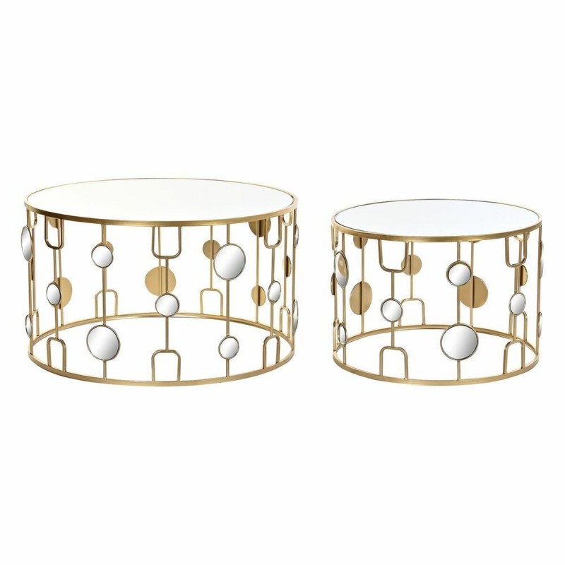 Set di 2 Tavolini DKD Home Decor Specchio Dorato Metallo (80 x 80 x 45 cm) (2 pcs)