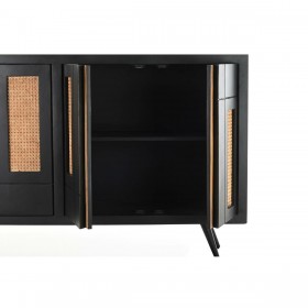 Credenza DKD Home Decor Nero Rattan Legno di mango (160 x 40 x 90 cm)