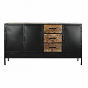 Credenza DKD Home Decor Marrone Nero Metallo Legno di mango (160 x 40 x 90 cm)