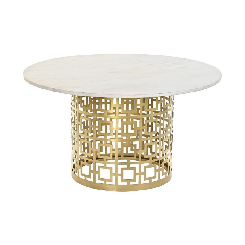 Tavolino da Caffè DKD Home Decor Bianco Dorato Metallo Marmo 76 x 76 x 43 cm