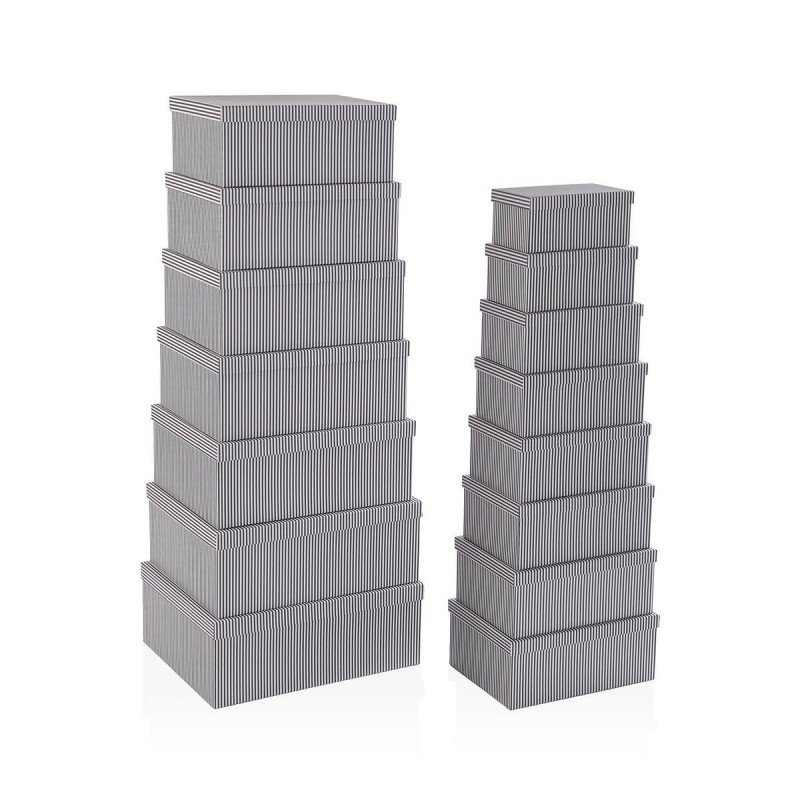 Set di Scatole Decorative Versa Grigio Cartone (15 Pezzi)