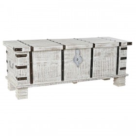 Forziere DKD Home Decor Metallo Bianco Legno di mango (116 x 40 x 45 cm)