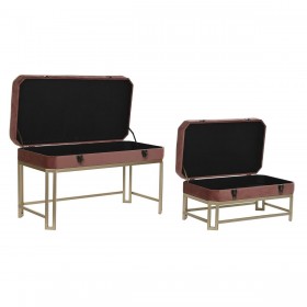 Panca DKD Home Decor   Rosa Dorato Metallo Velluto (80 x 40 x 47 cm)