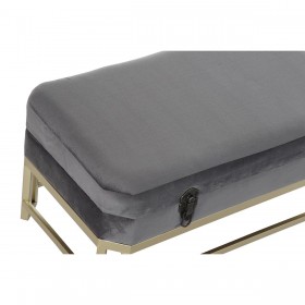 Panca DKD Home Decor   Grigio Dorato Metallo Velluto (80 x 40 x 47 cm)