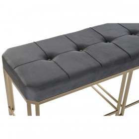 Panca DKD Home Decor   Grigio Metallo Velluto (120 x 40 x 47 cm)