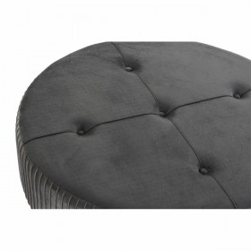 Poggiapiedi DKD Home Decor 80 x 80 x 38 cm Scandi Grigio Legno Velluto Grigio scuro Velvet